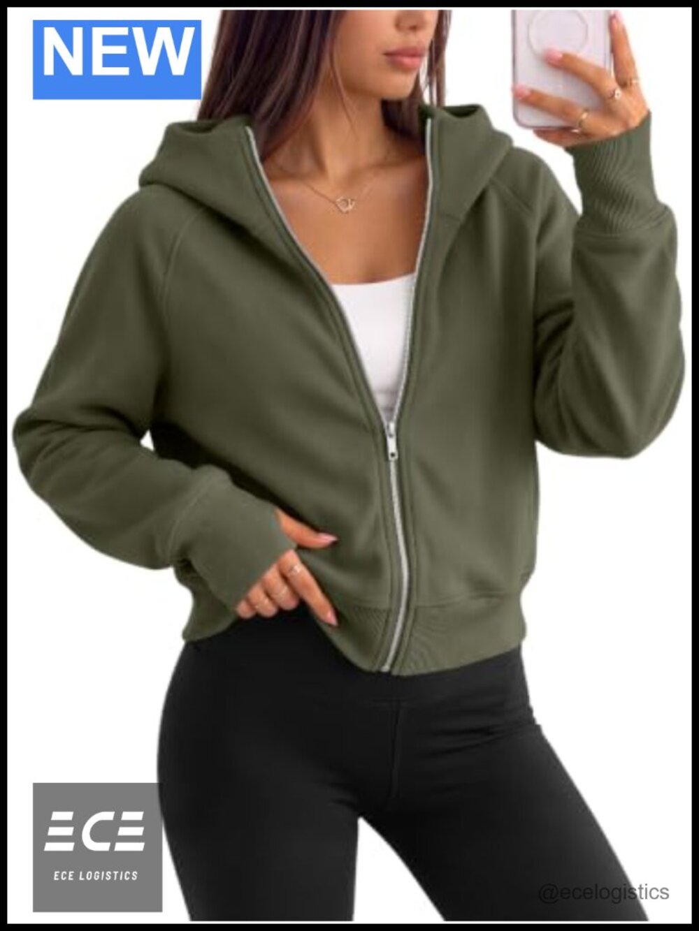Womens Zip Up Cropped Hoodie Full Zip Sweatshirt Long Sleeve Casual